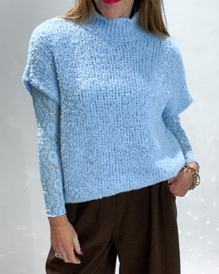 Pippa Lace Insert Knit Jumper 'Baby Blue'