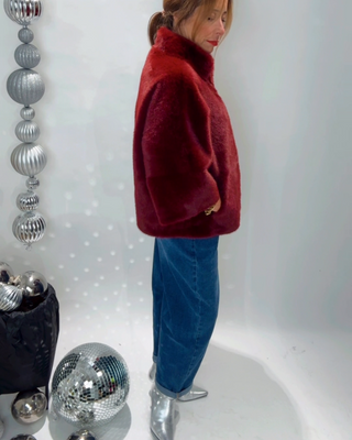 Livia Fur Cape 'Burgundy'