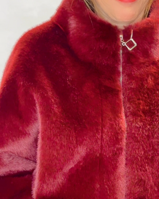 Livia Fur Cape 'Burgundy'