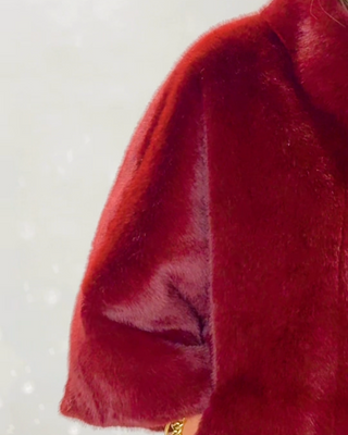 Livia Fur Cape 'Burgundy'