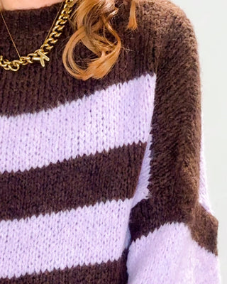 Carol Striped Knit Jumper 'Pink & Brown'