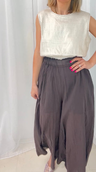 Palazzo Brown Linen Trouser ‘Brown’
