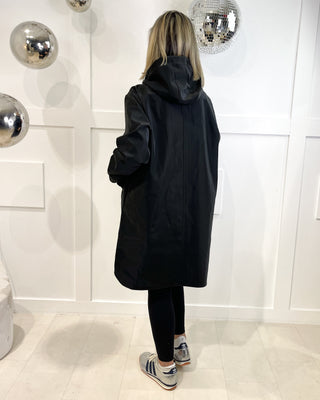 Premium: Debbie Waterproof Nylon Hooded Raincoat 'Black'