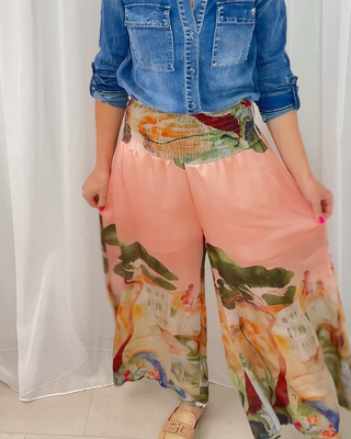 Palazzo Una Floral Trouser ‘Peach’