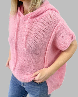 Alva Knitted Sleeveless Hoodie 'Pink'