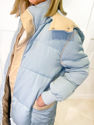 Kylie Puffa Coat ‘Powder Blue/Cream’