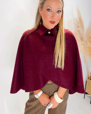 Isa Wool Cape 'Burgundy'