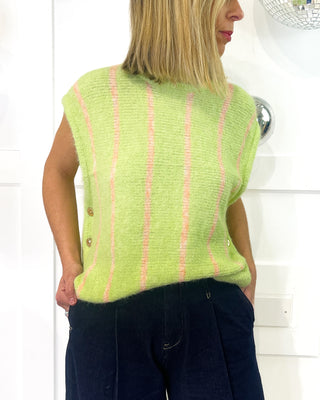 Robyn Lux Stripe Knit Vest 'Lime/Pink'