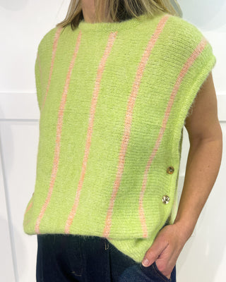 Robyn Lux Stripe Knit Vest 'Lime/Pink'