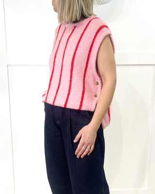 Robyn Lux Stripe Knit Vest 'Pink/Red'