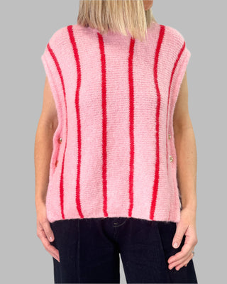 Robyn Lux Stripe Knit Vest 'Pink/Red'