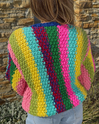 Iaorana Wool Hand Knitted Cardigan 'Multicoloured'