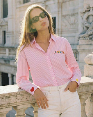 Amor Striped Shirt 'Baby Pink & Cream'