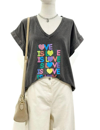 Amour T-shirt ‘Anthracite/multicolour