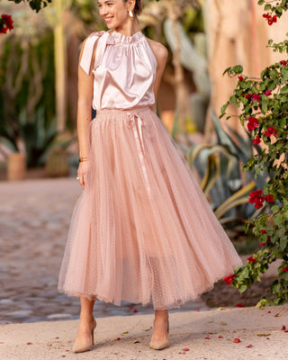 Polka Dot Tulle Skirt ‘Dusk Pink’
