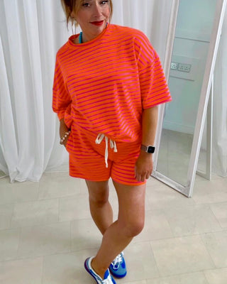 Celeste Neon Stripe Top ‘Orange’
