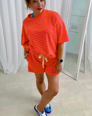 Celeste Neon Stripe Shorts ‘Orange’