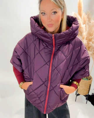 Dana Hooded Puffa Jacket 'Plum' pre