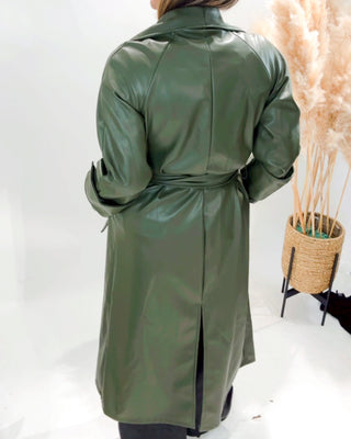 Elise Pleather Coat 'Fern Green'