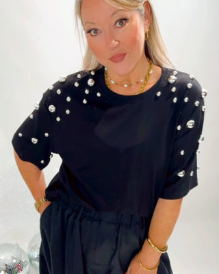 Mandy Silver Studs T-Shirt 'Black'