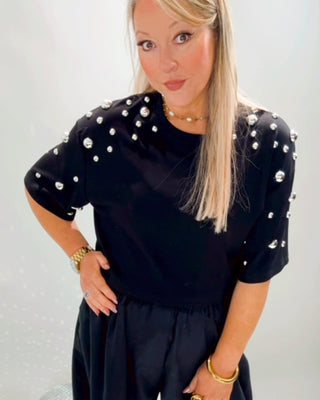 Mandy Silver Studs T-Shirt 'Black'