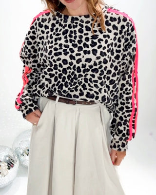 Helen Neon Stripes Soft Sweatshirt 'Leopard Print'