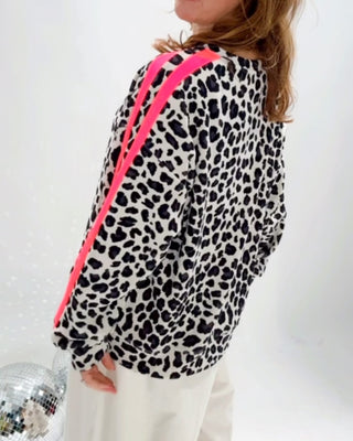 Helen Neon Stripes Soft Sweatshirt 'Leopard Print'