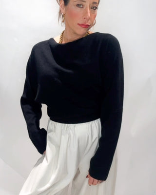 Ava Cowel Neck Knit Jumper 'Black'