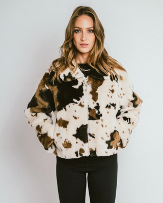 Glenbrook Faux Leather Jacket 'Cow Print'