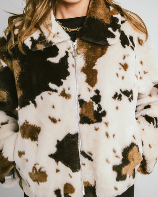 Glenbrook Faux Leather Jacket 'Cow Print'