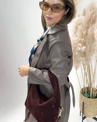 Gaia Faux Leather Trench Coat 'Mocha'