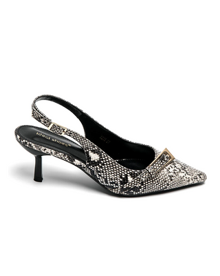 White Snake Print Kitten Heel