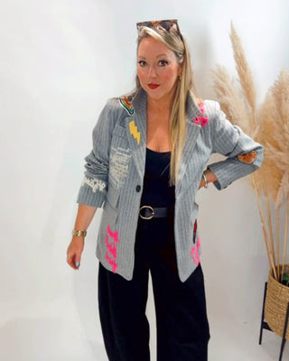 Olga Striped Blazer 'Light Grey‘