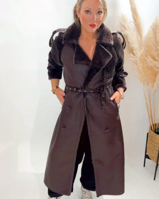 Gorey Pleather and Fur Coat 'Brown'
