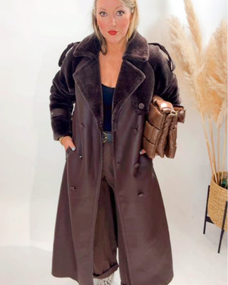 Gorey Pleather and Fur Coat 'Brown'