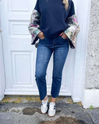 Nancy Cropped Flare Jeans 'Dark Denim'