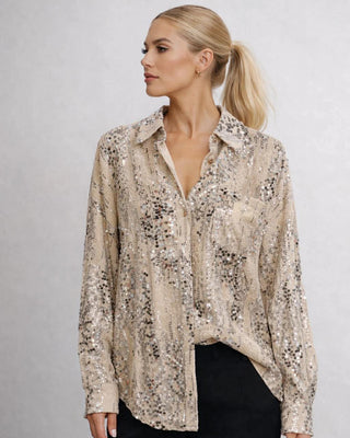 Crystal Sparkle Blouse 'Cream & Silver'