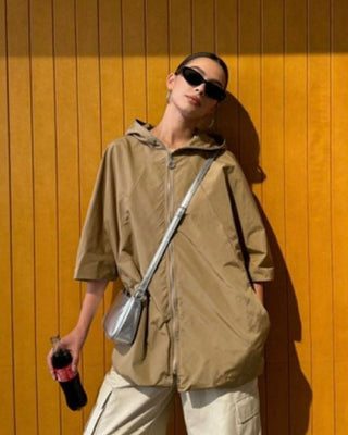 Giorgia Hooded Rain Jacket 'Camel' LIVE