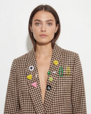 Marigold Houndstooth Blazer 'Brown'