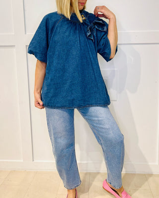Leah Bow Top ‘Denim’