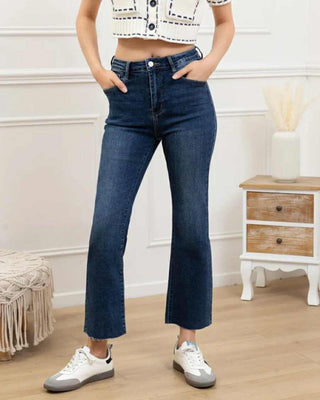 Nancy Cropped Flare Jeans 'Dark Denim'