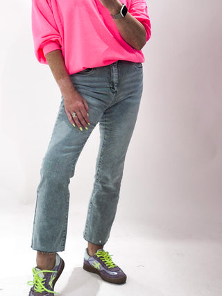 Nancy Cropped Flare Jeans 'Light Grey' pre