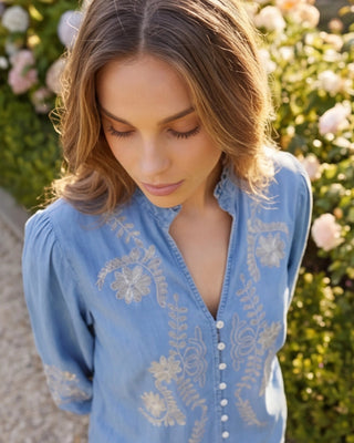 Belle Embroidered Shirt 'Denim'