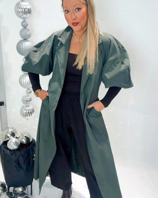 Valentina Balloon Sleeves Trench 'Khaki'