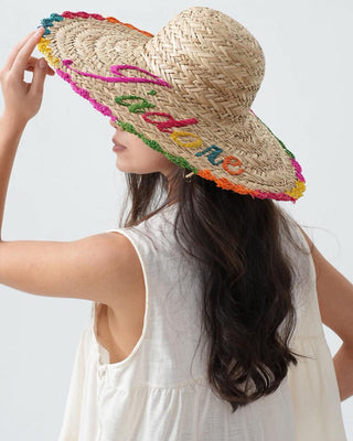 J'Adore Rattan Effect Hat ‘Multi-coloured’