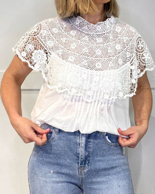 Pierrot Lace Collar Top ‘Cream’