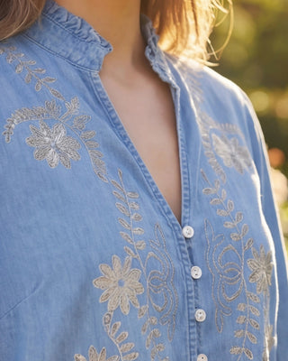Belle Embroidered Shirt 'Denim'