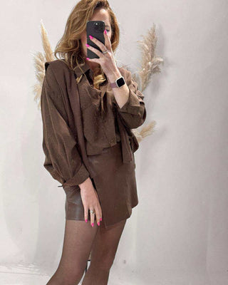 Sadie Shirt with Scarf 'Brown'