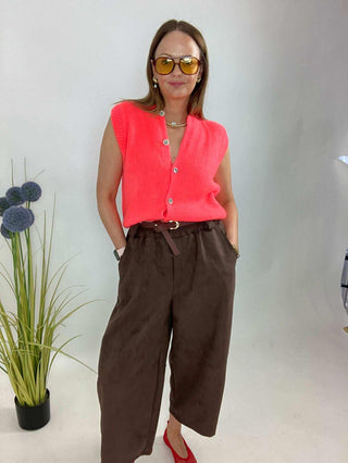Stacey Suedette Trousers 'Brown'