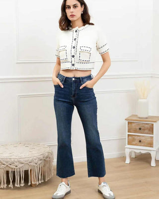 Nancy Cropped Flare Jeans 'Dark Denim'